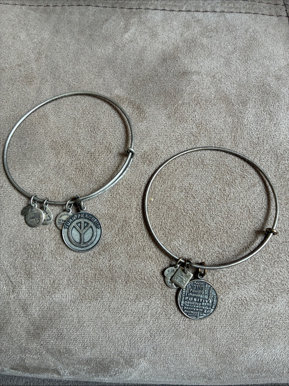 Silver Tone Charm Bangle Bracelets — Alex and Ani